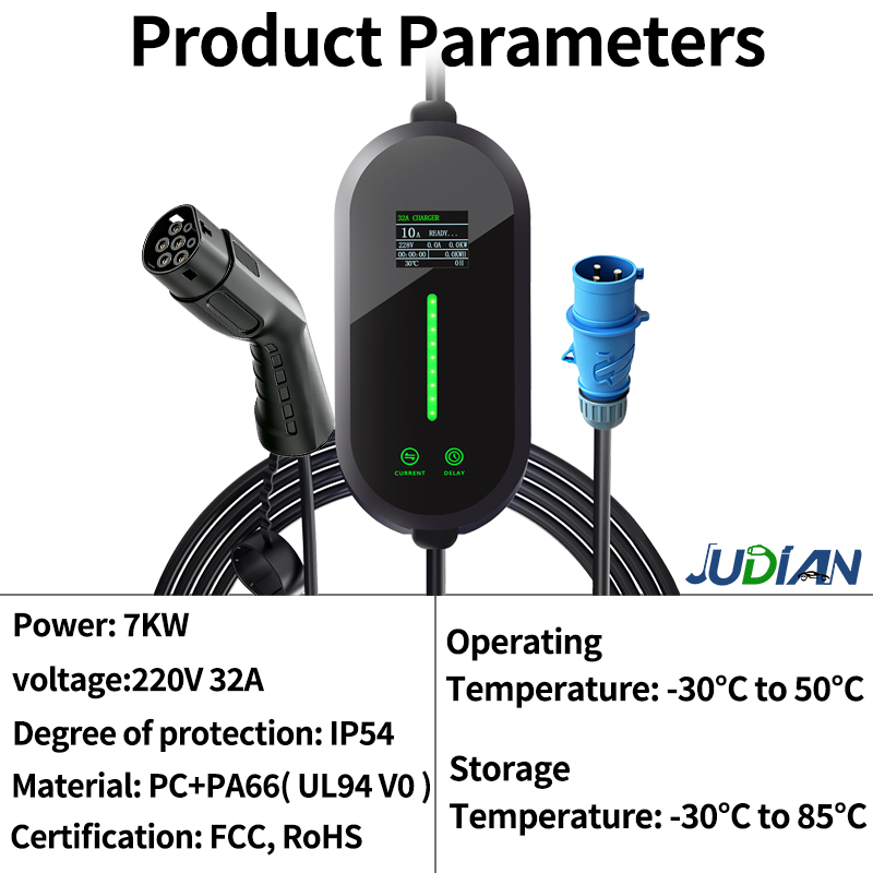 Carregador portátil de 7 kW pa - Portable Ev Charger 32A Type 2 Cee Plug avaliação e preço