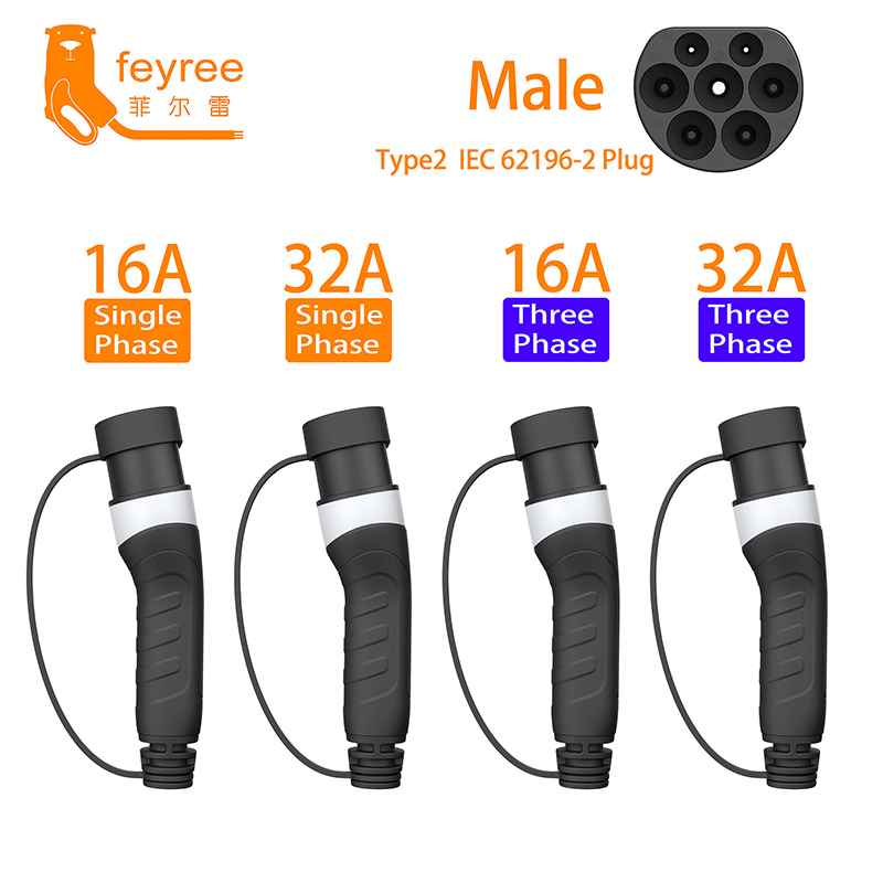 Feyree Type2 Plugue Macho Carr - Ev Charger Adapter avaliação e preço